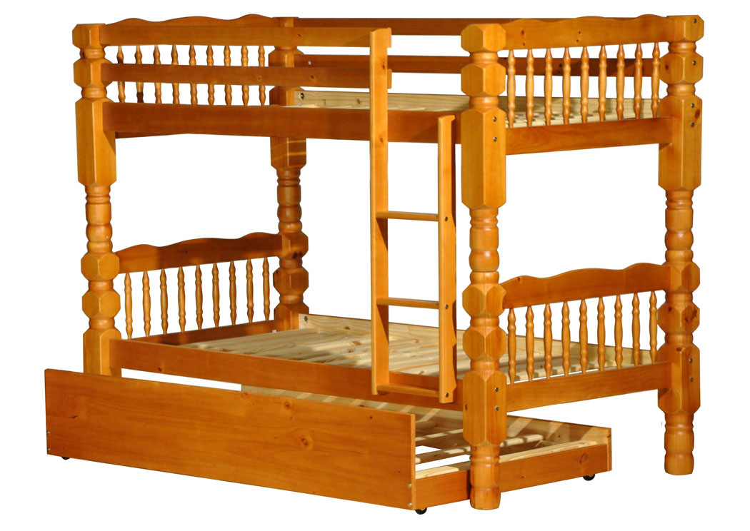 Woodbridge Mahogany Twin/Twin Bunk Bed w/ Trundle & Extra Slats,Palace Imports