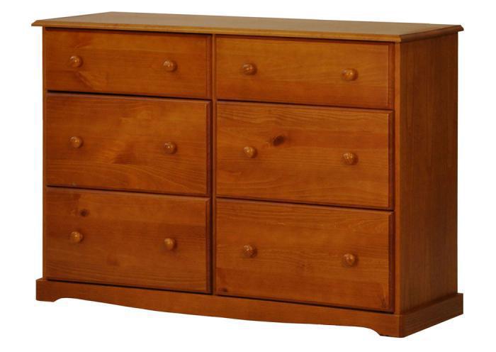 Honey Pine Double Dresser w/ Antique Brass Knobs,Palace Imports