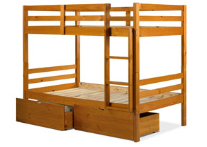 Image for Arizona Honey Pine Twin/Twin Bunk Bed w/ 2 Storage Drawers