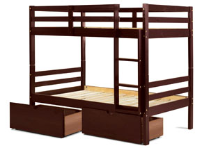 Image for Arizona Mahogany Twin/Twin Bunk Bed w/ 2 Storage Drawers