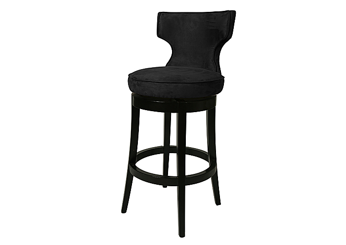 Augusta 30" Barstool in Feher Black upholstered in Micro Fiber Black,Pastel Furniture