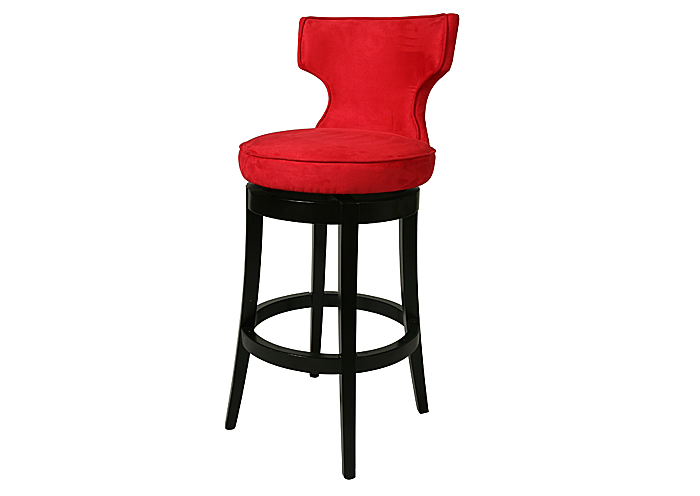 Augusta 30" Barstool in Feher Black upholstered in Micro Fiber Red,Pastel Furniture