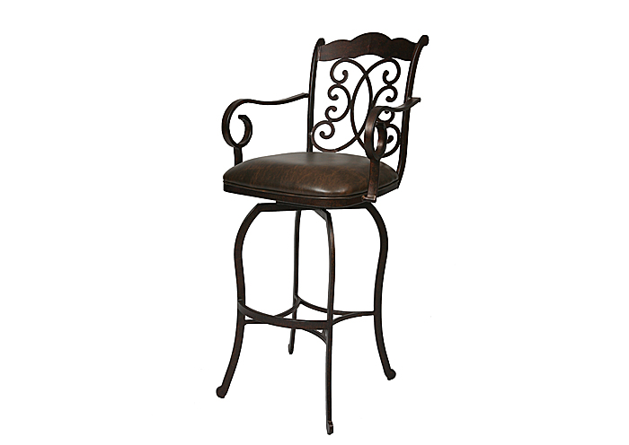 Athena 30" Barstool with arms in Autumn Rust upholstered in Florentine Coffee,Pastel Furniture