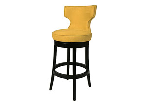 Augusta 30" Barstool in Feher Black upholstered in Micro Fiber Yellow