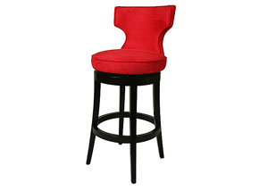 Augusta 26" Barstool in Feher Black upholstered in Micro Fiber Red