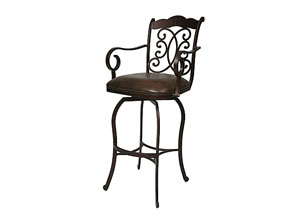 Athena 30" Barstool with arms in Autumn Rust upholstered in Florentine Coffee
