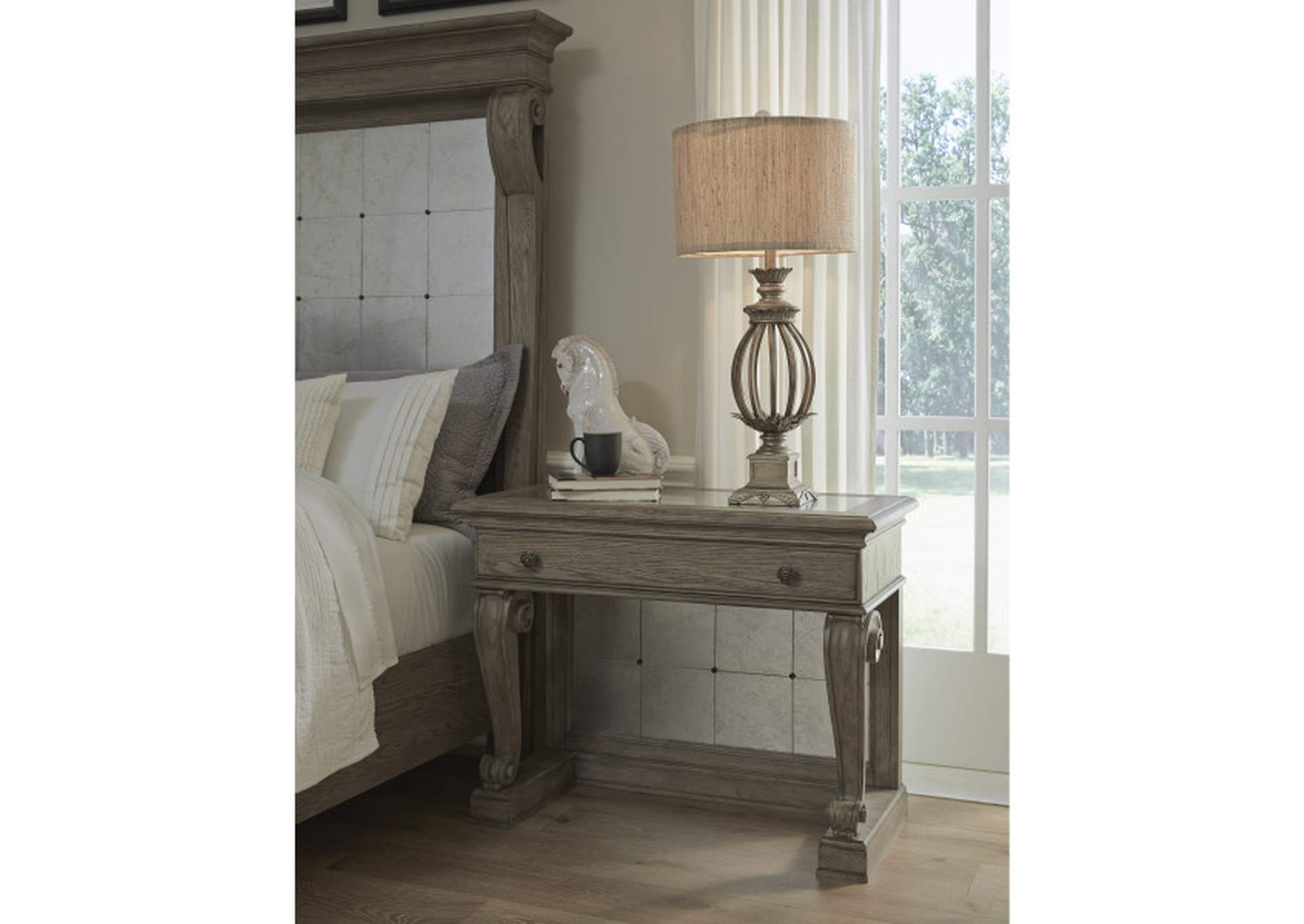 Ella Bedside Table in Gray,Pulaski Furniture