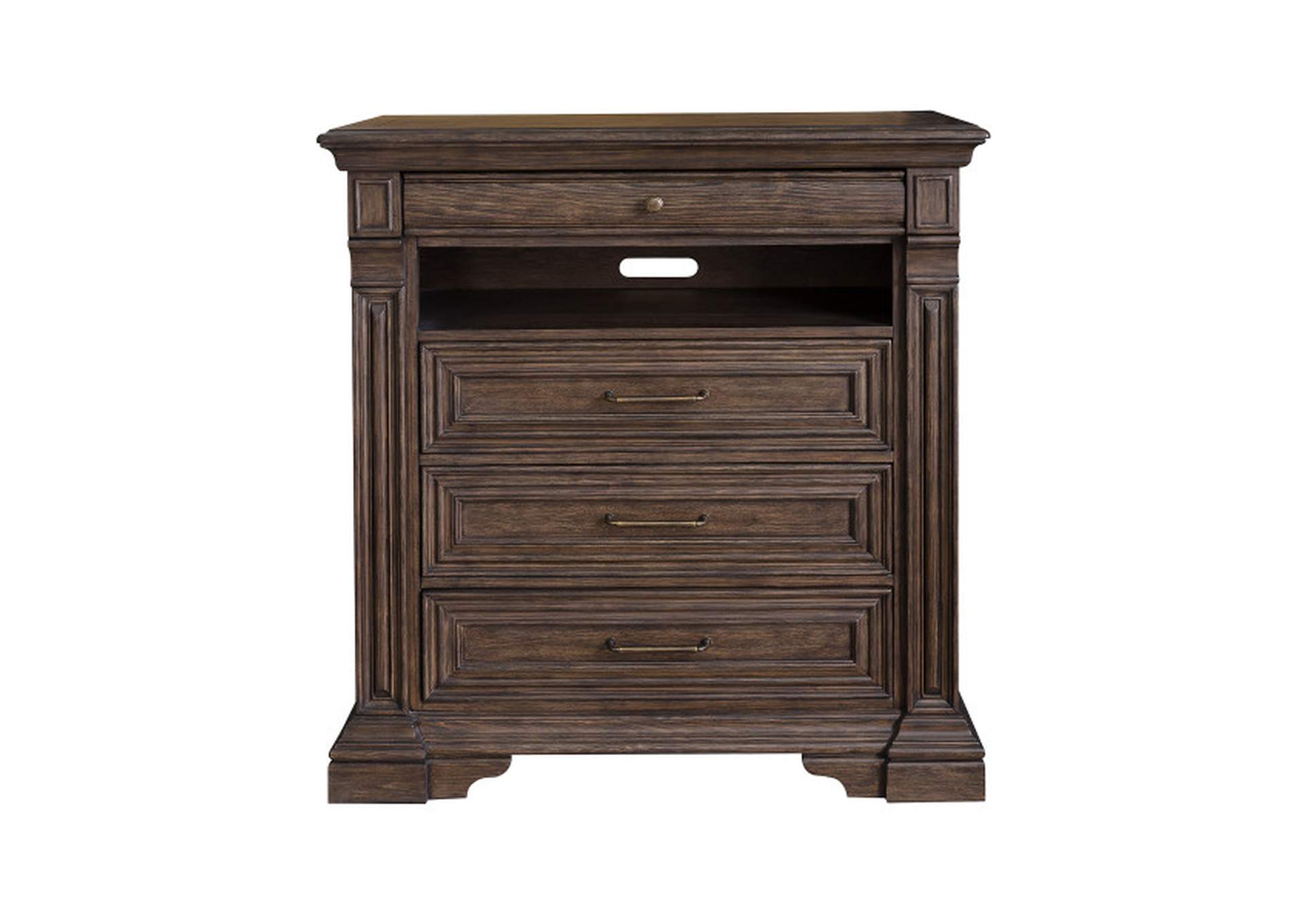 Bedford Heights 4 Drawer Media Chest in Estate Brown,Pulaski Furniture