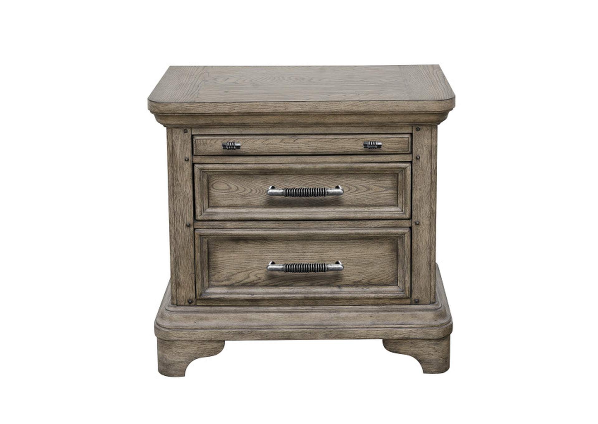 Bristol 3 Drawer USB Charging Nightstand in Elm Brown,Pulaski Furniture