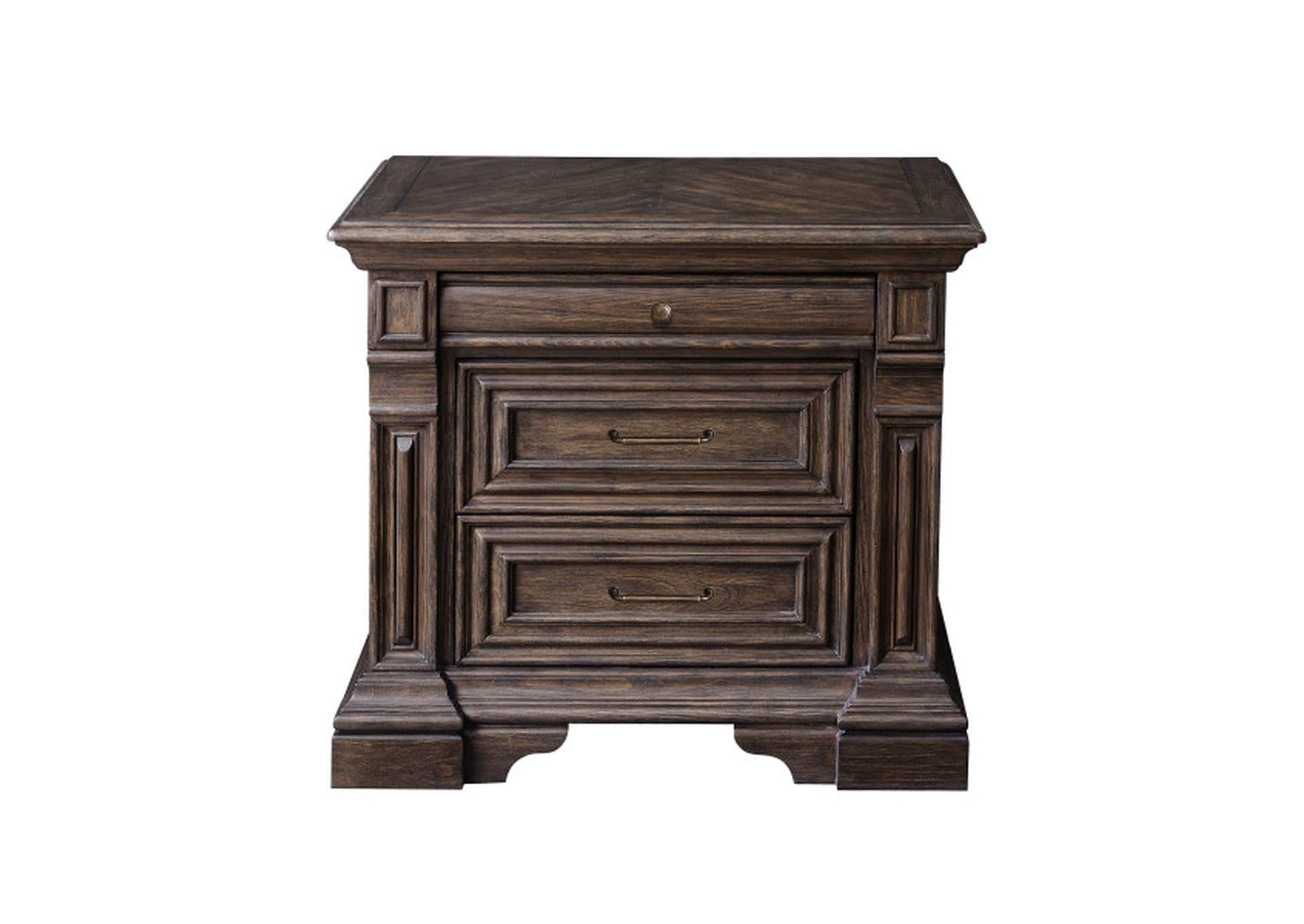 Bedford Heights 3 Drawer USB Charging Nightstand in Estate Brown,Pulaski Furniture