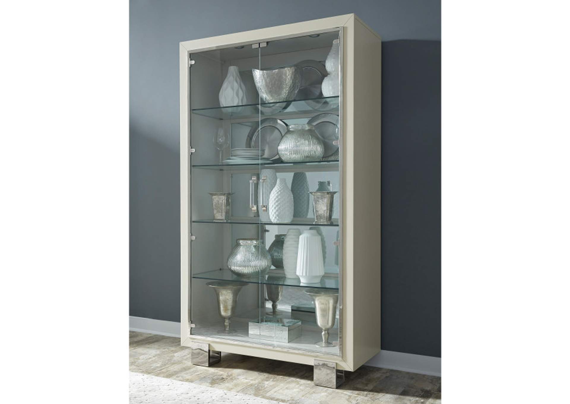 Cydney Contemporary 5 Shelf Curio with Touch Lighting,Pulaski Furniture