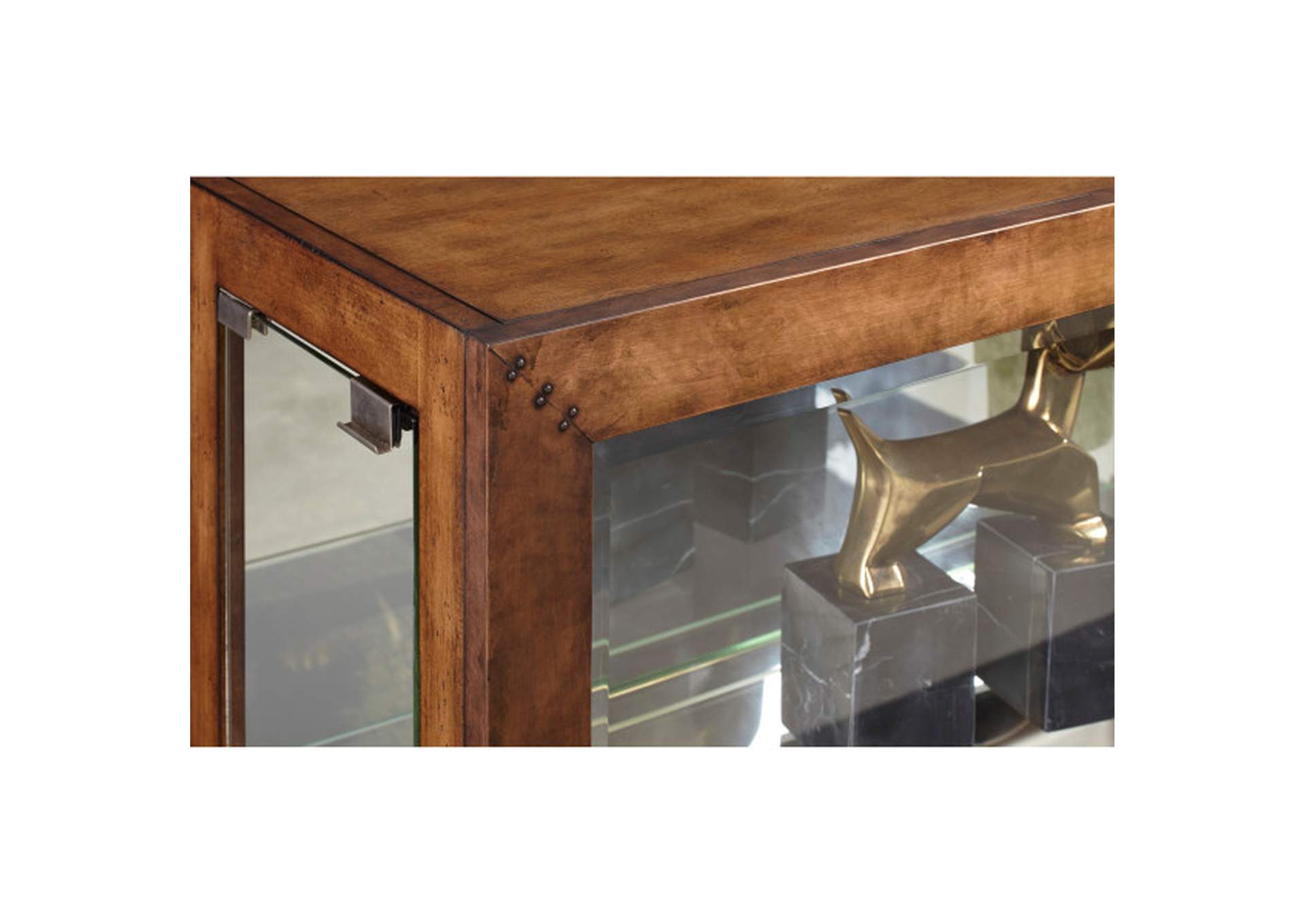 Side Entry Lighted Display Cabinet in Warm Poplar Brown,Pulaski Furniture