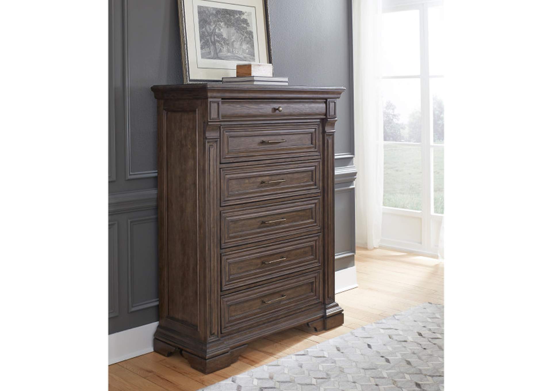 Bedford Heights 6 Drawer Chest in Estate Brown,Pulaski Furniture