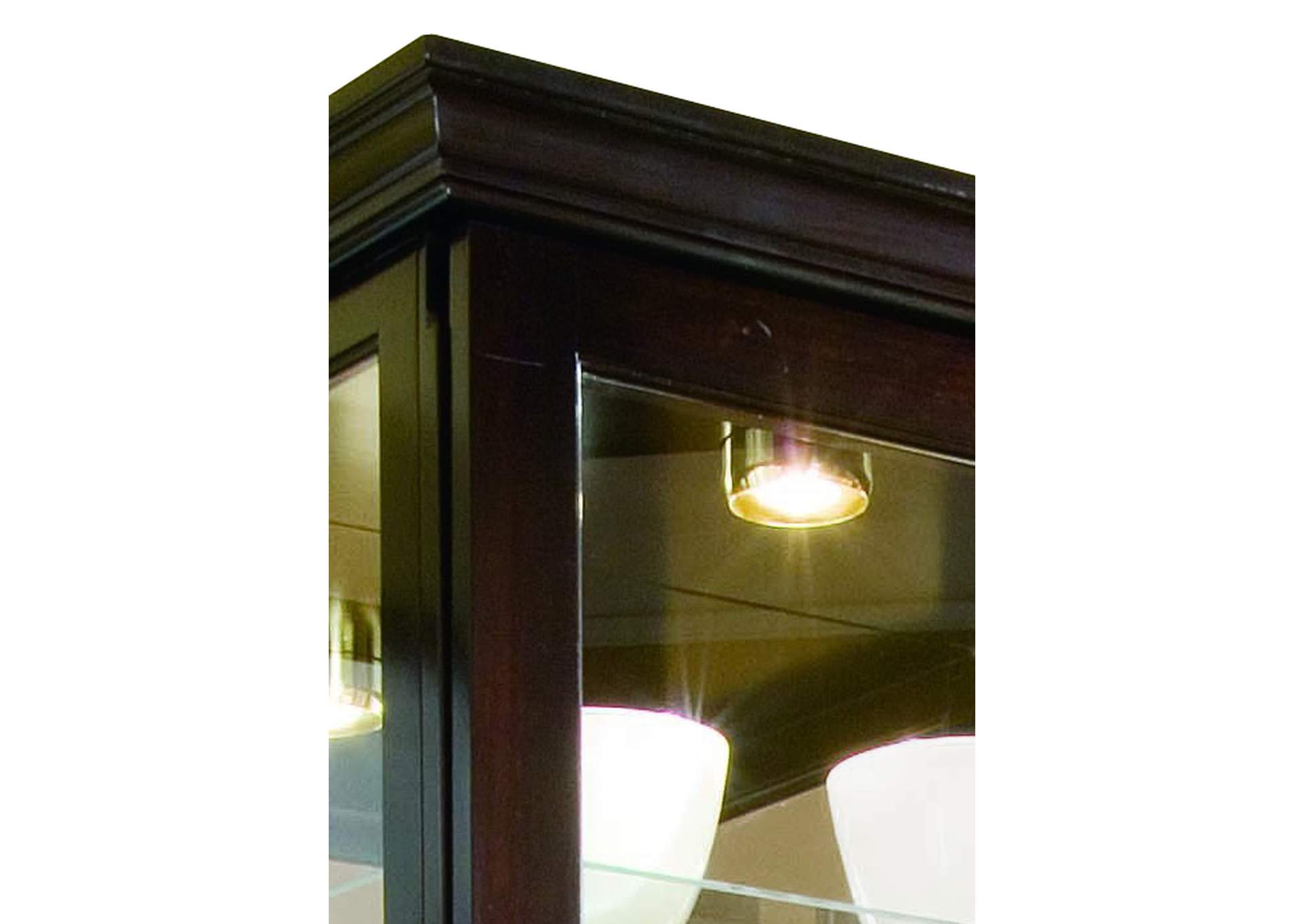 Tall 5 Shelf Curio Cabinet-Sliding Door in Cherry Brown,Pulaski Furniture