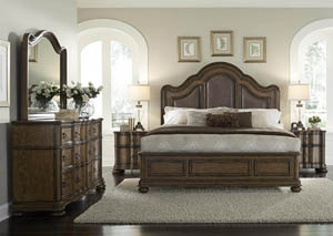 Image for Quentin Queen Upholstered Panel Bed w/Dresser, Mirror and 2 Nightstands