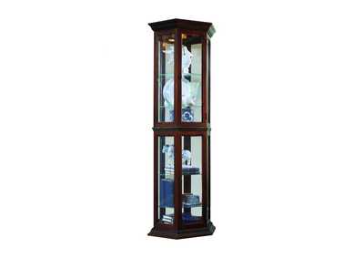 Image for Angled 5 Shelf Mirrored Curio in Deep Heritage Brown