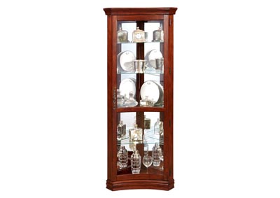 Image for Concave 4 Shelf Corner Curio Cabinet in Cherry Brown