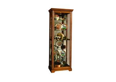 Image for Sliding Door 5 Shelf Curio Cabinet in Golden Oak Brown