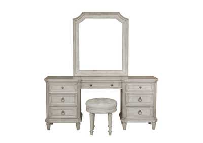 Image for Linen Grace Upholstered Vanity Stool