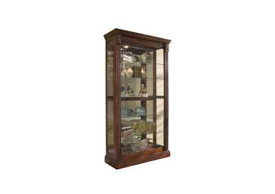 Image for Lighted Sliding Door 5 Shelf Curio Cabinet in Cherry Brown