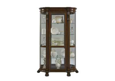 Image for Lighted Curved Front 4 Shelf Curio Cabinet in Maple Brown