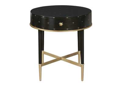 Image for Soft Black Round Accent Table with Storage