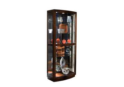 Image for Curved Front 5 Shelf Curio Cabinet in Mahogany Brown