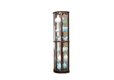 Image for Mirrored Half Round 5 Shelf Curio Cabinet in Cherry Brown