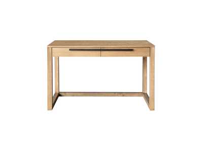 Modern Blonde Oak Writing Desk with Two Drawers