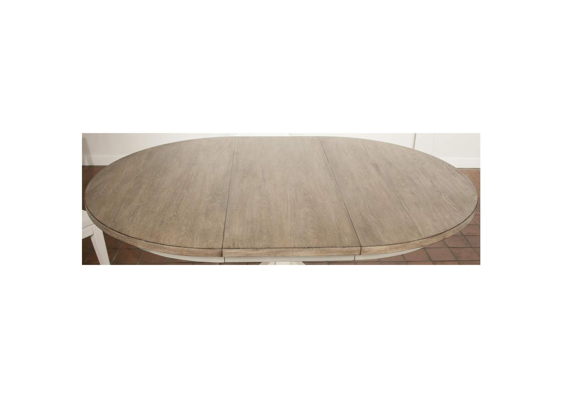 Myra Natural/Paperwhite Round Extension Dining Table w/4 X-Back Side Chairs,Riverside
