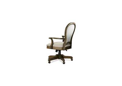 Belmeade Old World Oak Round Back Upholstered Desk Chair
