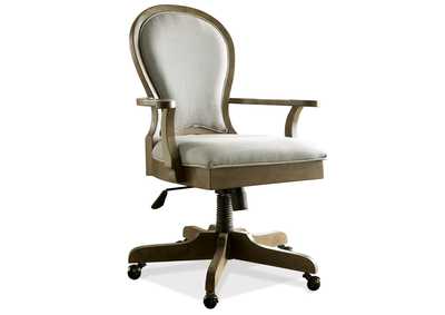 Belmeade Old World Oak Scrol Back Upholstered Desk Chair