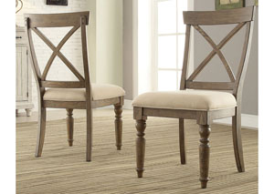Image for Aberdeen Weathered Driftwood X-Back Upholstered Side Chair (Set of 2)