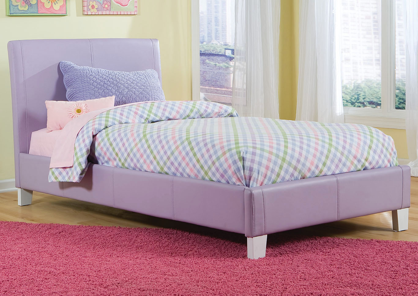 Fantasia Lavender Twin Upholstered Bed,Standard