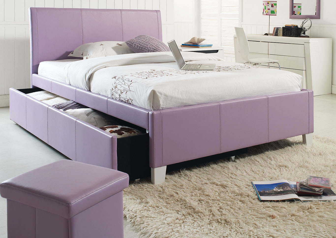 Fantasia Lavender Twin Trundle Bed,Standard