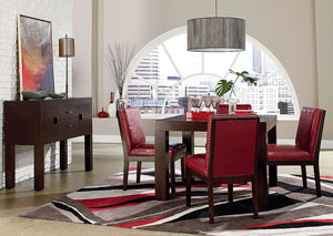 Couture Elegance Square Dining Table w/4 Red Side Chair