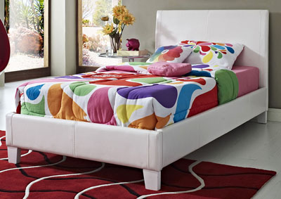 Fantasia White Twin Upholstered Bed