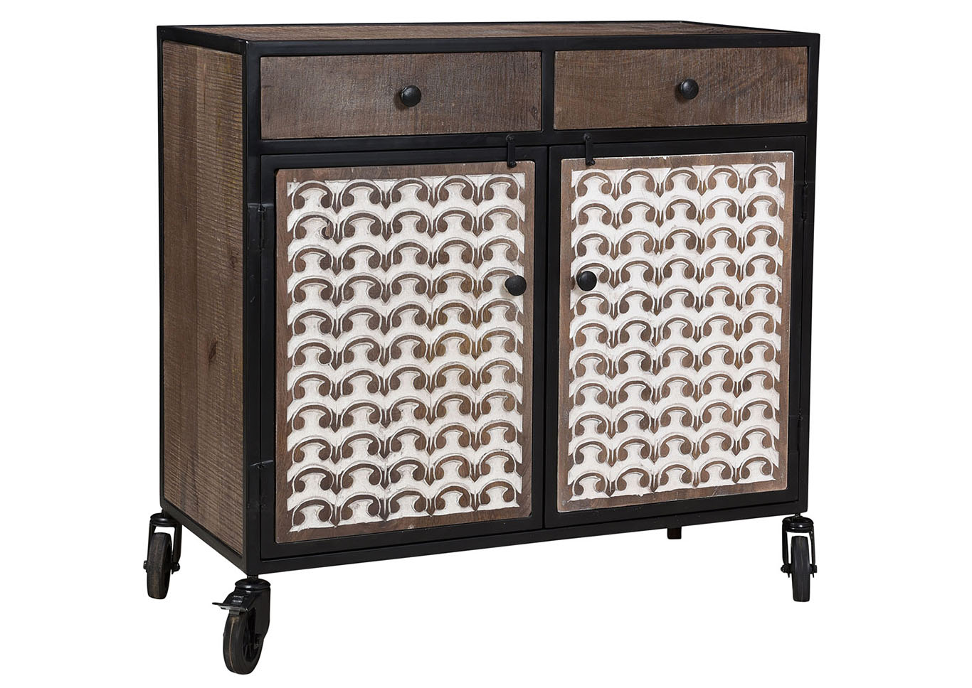 Garrett Brown Accent Cabinet w/Caster,Steve Silver