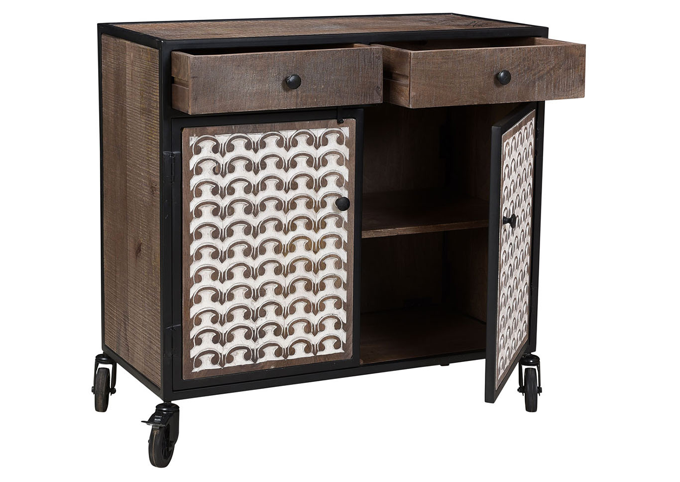 Garrett Brown Accent Cabinet w/Caster,Steve Silver