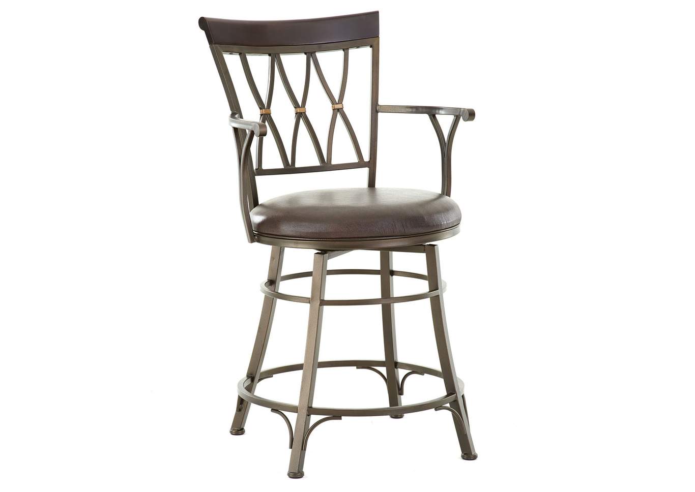 Bali Grey Brown Jumbo Swivel Counter Chair with Armrest [Set of 2],Steve Silver