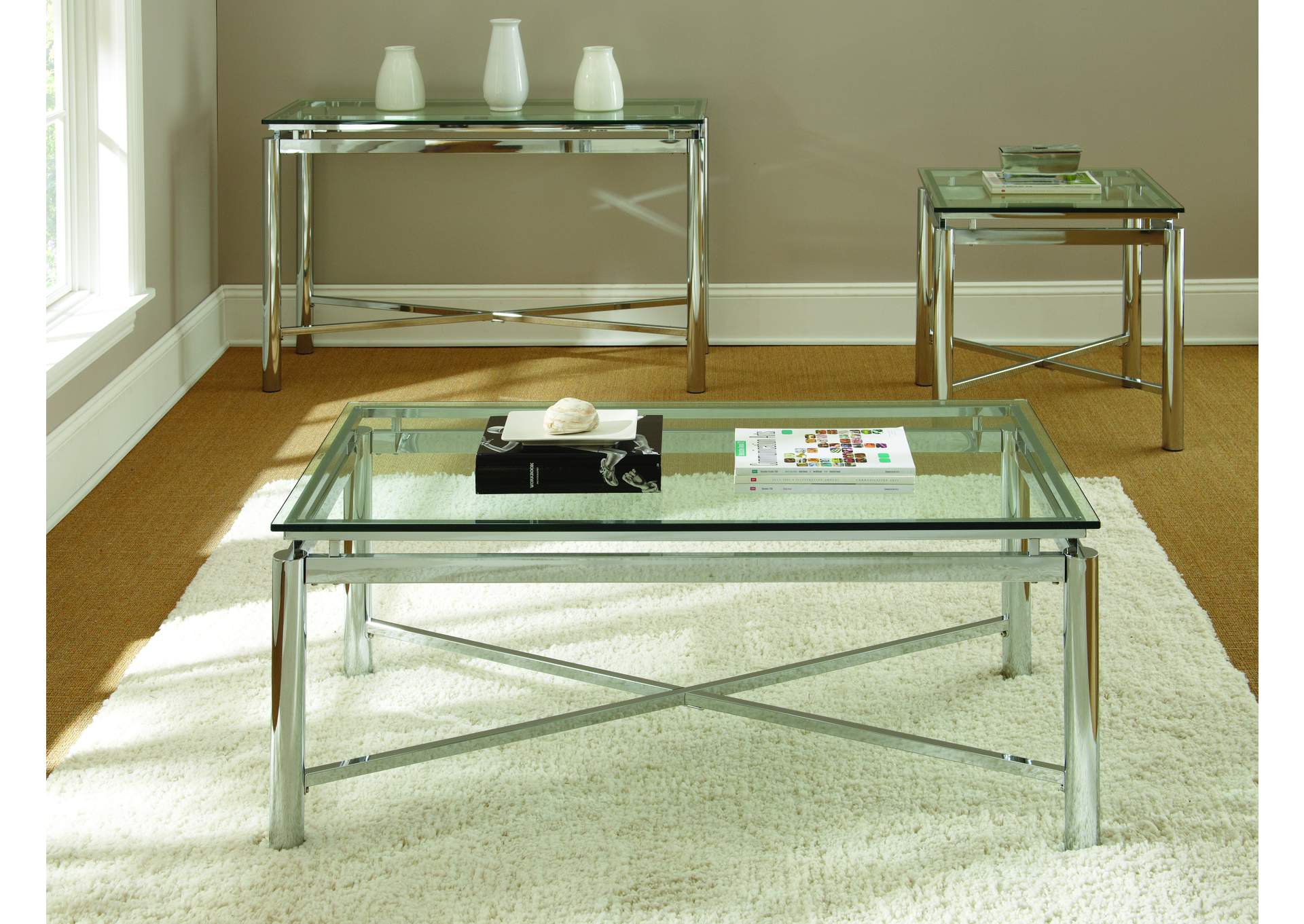 Nova Metallic Glass Top Cocktail, End, & Sofa Tables,Steve Silver