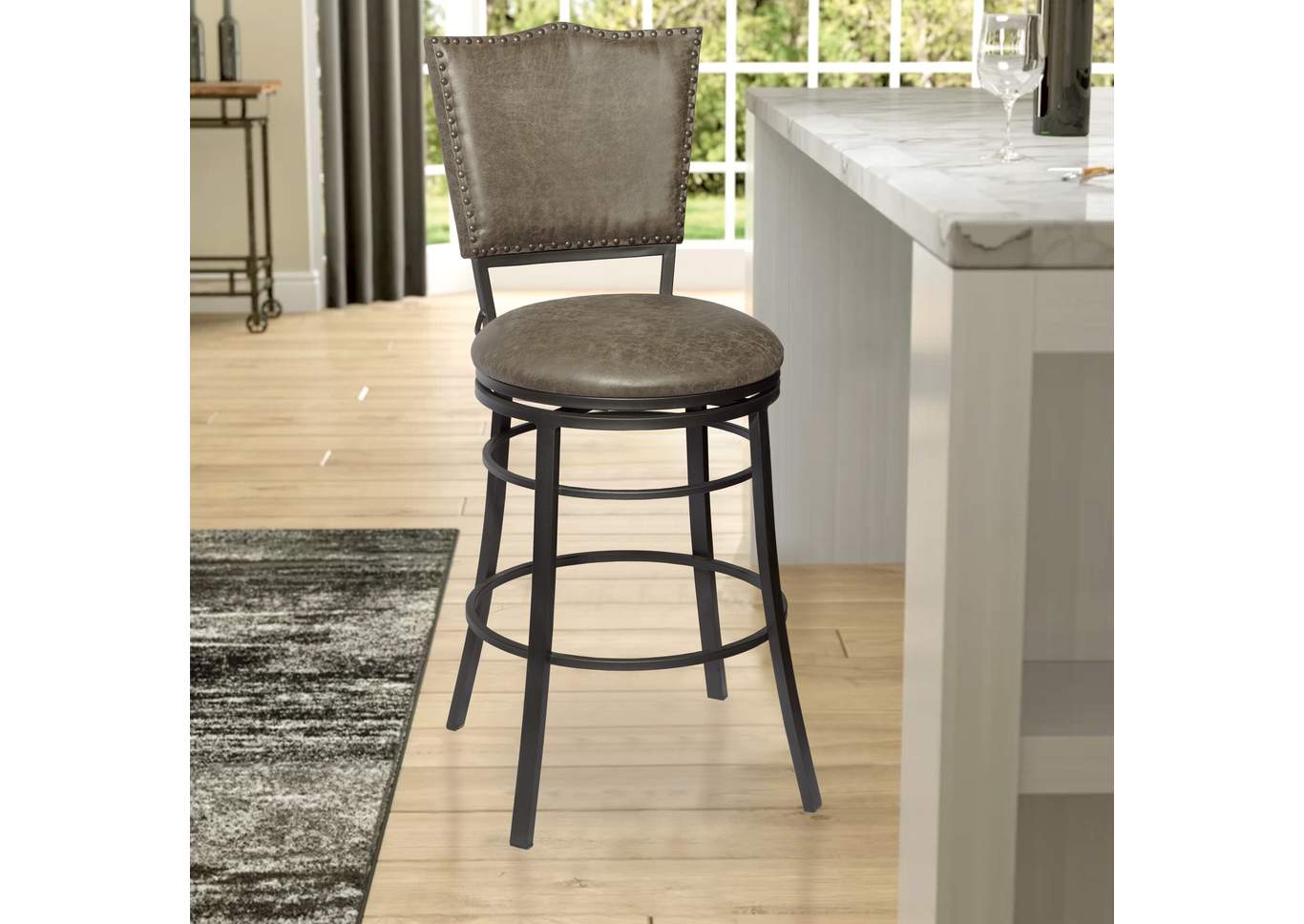 Sari Grey Swivel Bar Stool [2/ctn],Steve Silver