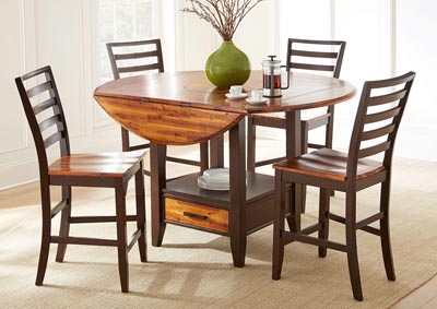Image for Abaco Brown Round Counter Dining Set W/ 4 Chairs
