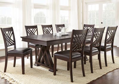 Adrian Brown Rectangular Dining Set W/ 6 Chairs