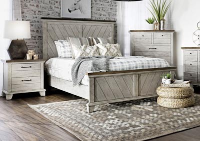 Bear Creek White Panel King Bed W/ Dresser & Mirror
