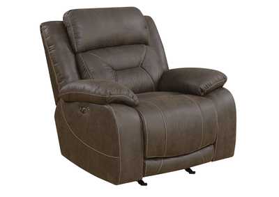 Aria Saddle Brown Power-2 Recliner,Steve Silver
