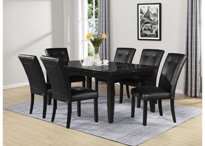 Image for Markina Black Rectangular Marble Top Dining Set W/ 6 Chairs [Black]