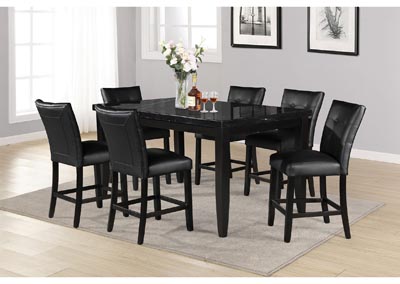 Image for Markina Black Rectangular Marble Top Counter Dining Set W/ 6 Chairs [Black]