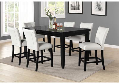 Image for Markina Black Rectangular Marble Top Counter Dining Set W/ 6 Chairs [White]