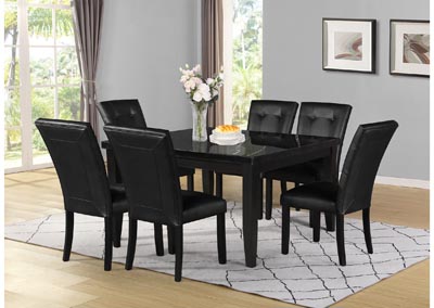 Image for Markina Black Square Marble Top Dining Set W/ 6 Chairs [Black]